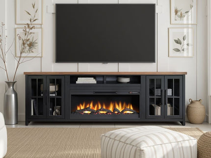 Fireplace TV Stand Console For TVs Up To 100" - Black / Whiskey