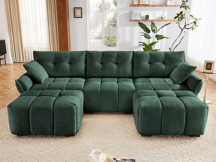 Sofa Set With Ottoman And Pillows, Textured, High Resilience Cushions