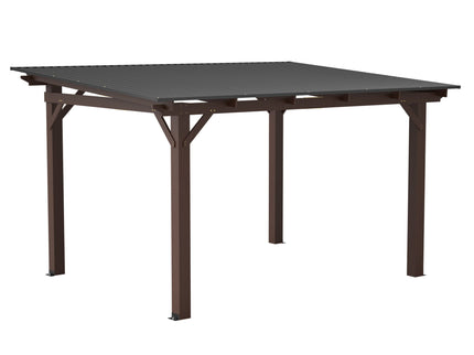 13 X 10 Ft Gazebo With Roof, Spacious Outdoor Patio Shade Structure For Backyard & Garden - Brown