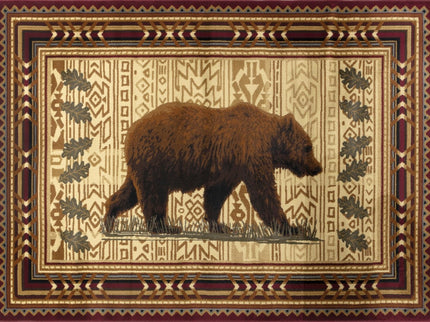 Nature's Nest - 5'3" X 7'3" Lodge Area Rug - Multi, Red