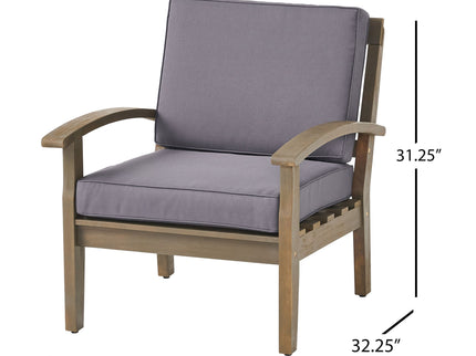 Peyton Club Chair Outdoor Seating Acacia Wood 32.25 X 28.00 X 31.25"