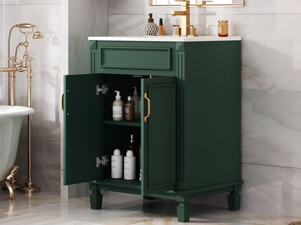 Bathroom Vanity With Top Sink, Cabinet With 2 Soft Closing Doors