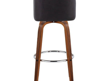 Toriano - Mid Century Modern Fixed Height, Barstool With Swivel With Round Footrest (Set of 2)