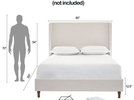 Harper - Tall Headboard Upholstered Bed / High Headboard / Elegant Simplicity / No Box Spring Needed