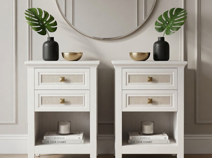 Nightstands With 2 Drawers, Bedside Tables For Small Spaces (Set of 2) - White