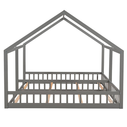 House Platform Beds, 2 Shared Beds, Metal Frame With Guardrails