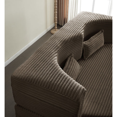 Floor Convertible Sleeper Sofa Bed With 2 Pillows