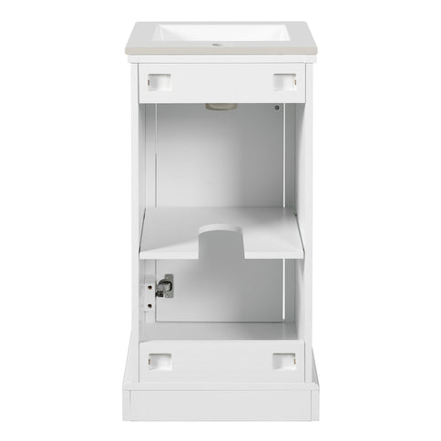 Bathroom Vanity With Sink, Soft Close Door, Adjustable Shelf, Freestanding Single Unit - White
