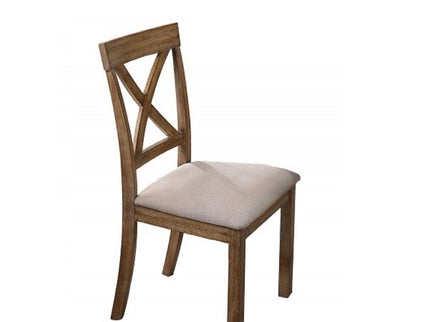 Dining Chair With Open X Back (Set of 2) - Brown / Beige