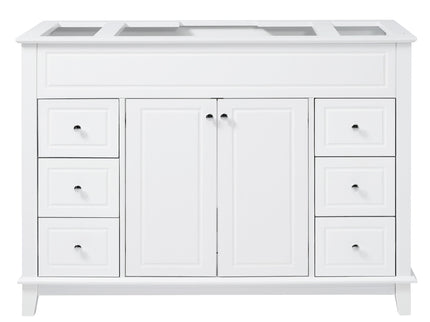 Bathroom Vanity Cabinet Only, 6 Soft Close Drawers & Double Doors With 2 Tier Shelves - White