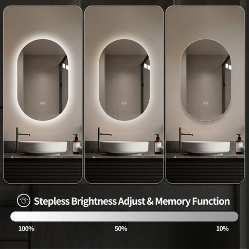 Smart Wall Mounted LED Touch Screen Mirror With Anti-Fog Function And Adjustable Lighting