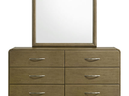 Bernardo - 6 Drawer Dresser And Mirror With Rounded Corners - Nutmeg Brown