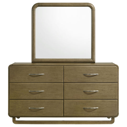 Bernardo - 6 Drawer Dresser And Mirror With Rounded Corners - Nutmeg Brown