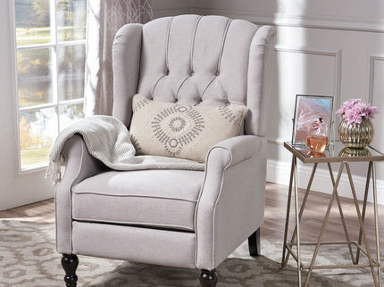 Armchair Recliner With Pushback Mechanism And Wingback Design