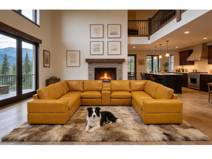 Upholstered Large Arms Sectional With Recliner Seats