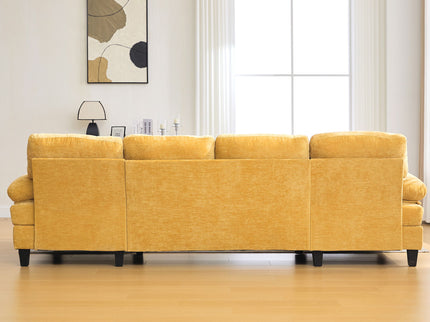 U-Shaped Sectional Sofa 103.5" Fabric Couch With Dual Chaise Lounges, Storage Pockets, Armrest Pillows