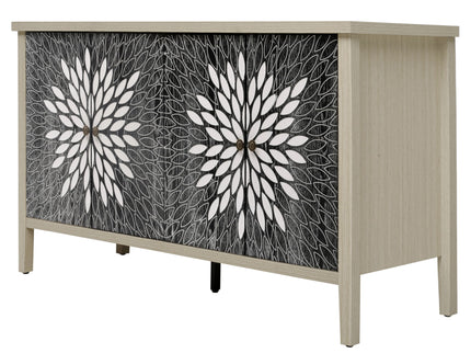 Modern Storage Cabinet With 4 Doors & Adjustable Shelves