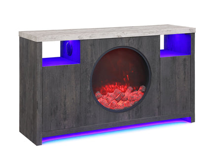 Nancy - Entertainment Unit With Bluetooth Speaker And LED Lighting - Gray