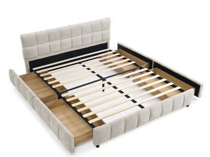 Modern Platform Bed Frame With Thick Fabric