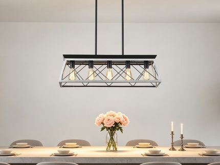 Chandelier Pendant Light For Dining Room Kitchen, 5 Light Fixture With Adjustable Height