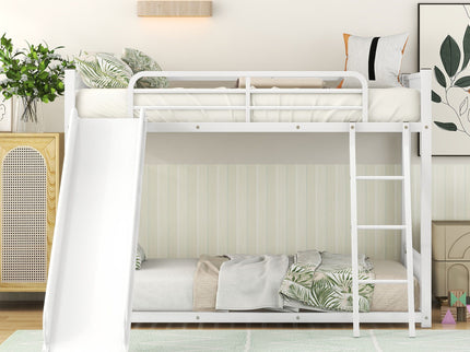 Metal Bunk Bed With Slide, Durable Steel Frame