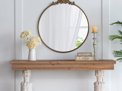 Classic Design Mirror With Baroque Inspired Frame For Bathroom, Entryway Console Lean Against Wall