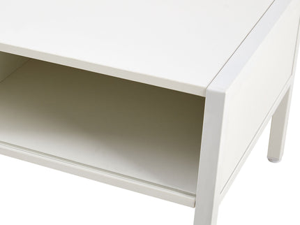 40.16" Rattan Coffee Table, Sliding Door For Storage, Metal Legs, Modern Table For Living Room