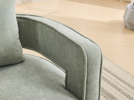 Swivel Accent Open Back Barrel Chair With Weathered Base