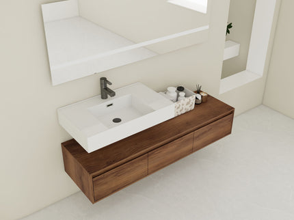 Modern Wall Mounted Bathroom Vanity With Resin Sink And Soft Close Drawer