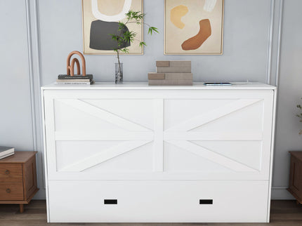 Full Murphy Bed With Storage Drawers, Charging Station, Foldable Panels, And Silent Swivel Wheels