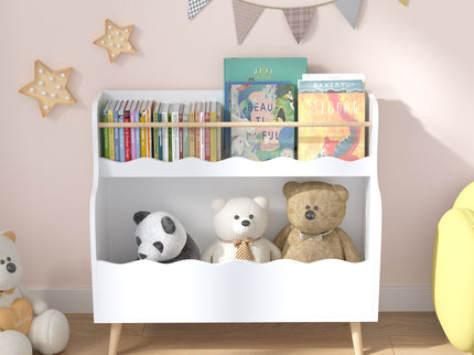Kids Bookcase, Children Book Organizer Toy Storage Cabinet - White