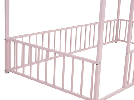 Metal Bed House Bed Frame With Fence