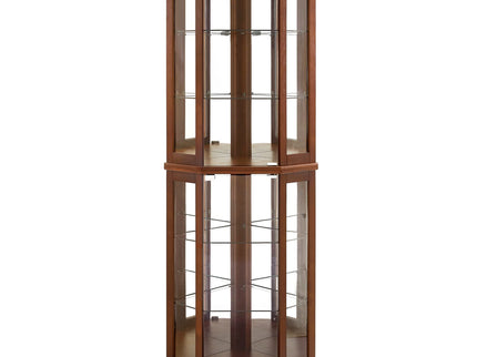 6 Shelf Corner Curio Display Cabinet With Lights, Mirrors And Adjustable Shelves (E26 Light Bulb Not Included)
