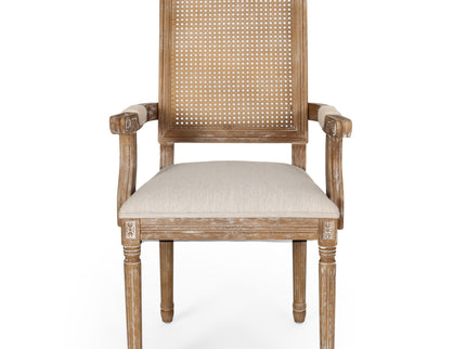 Upholstered Dining Chair With Cane Backrest