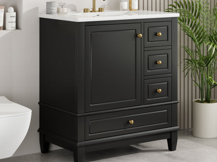 Freestanding Bathroom Vanity With Sink, Soft Close Door, 3 Drawers