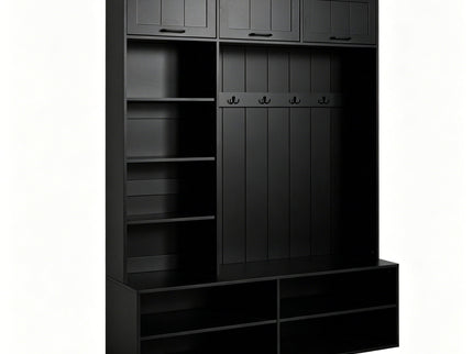 Farmhouse Hall Tree & Bench And Shoe Storage