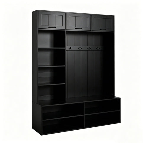 Farmhouse Hall Tree & Bench And Shoe Storage