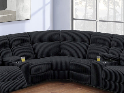 Manual Motion Reclining Sectional LAF / RAF Loveseat With Consoles Cup Holders Upholstered Living Room - Black