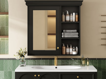 Wall Mounted Bathroom Medicine Cabinet With Mirror And Adjustable Storage With Soft Close Hinges
