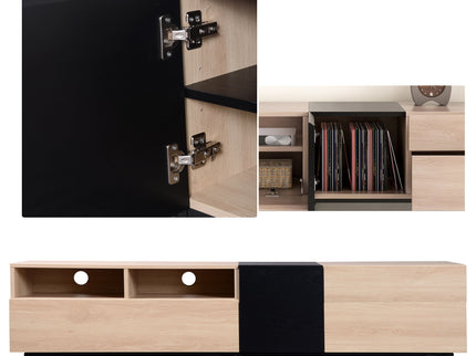 TV Stand For 80'' TV With Double Storage Space, Media Console Table With Drop Down Door