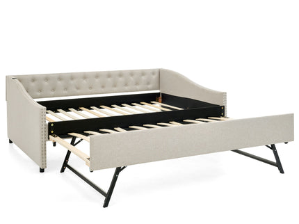 Upholstered Daybed With USB Charging & Pull Out Bed