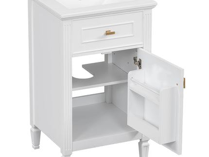 Bathroom Vanity With Sink, Adjustable Shelf, Tilt-Out Drawer