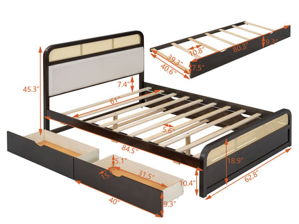 Platform Bed With Trundle And 2 Drawers