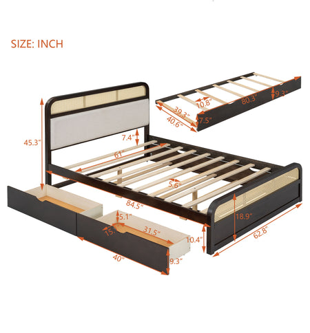 Platform Bed With Trundle And 2 Drawers