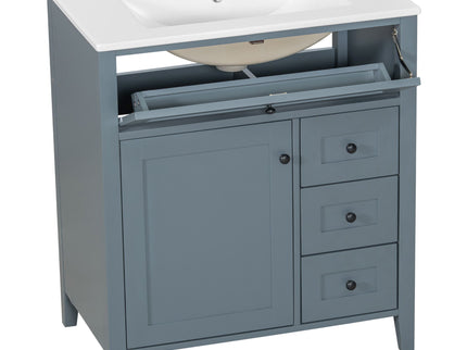 Bathroom Vanity With Sink, 3 Drawers And Adjustable Shelf