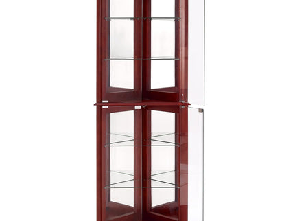 Corner Curio Dispaly Cabinet With Lights, Adjustable Tempered Glass Shelves, Mirrored Back (E26 Light Bulb Not Included)