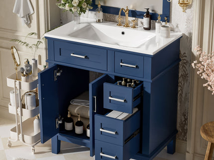 Modern Bathroom Vanity With Sink, Storage Cabinet, Soft Close Doors, Deep & Standard Drawers