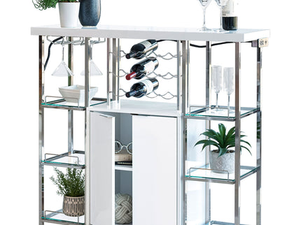 Parsley - 2 Door Bar Cabinet With Built In Charging Ports - Glossy White