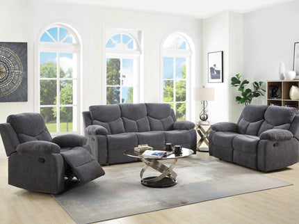 Kalen - Chenille Sofa With Drop Down Table - Gray