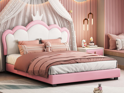 Upholstered Princess Platform Bed With Crown Headboard